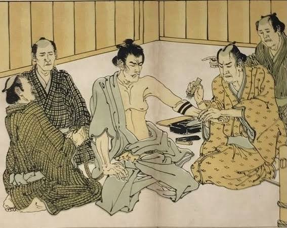 Escola tradicional de tatuadores — gravura japonesa